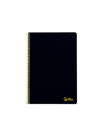 Cuaderno espiral liderpapel a4 smart tapa blanda 80h 75gr rayado horizontal con margen color negro
