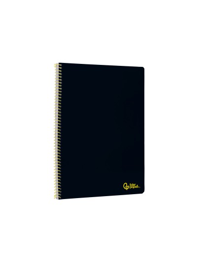 Cuaderno espiral liderpapel a4 smart tapa blanda 80h 75gr rayado horizontal con margen color negro