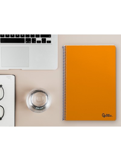 Cuaderno espiral liderpapel a4 smart tapa blanda 80h 75gr rayado horizontal con margen color naranja