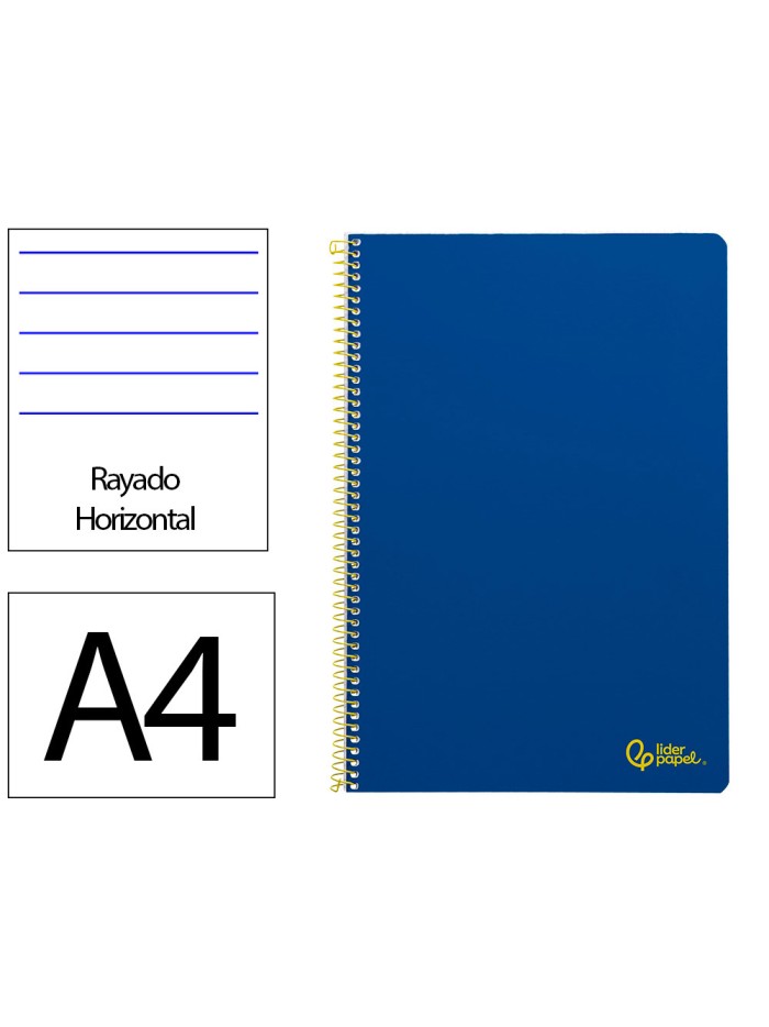 Cuaderno espiral liderpapel a4 smart tapa blanda 80h 75gr rayado horizontal con margen color azul oscuro Cuaderno espiral liderpapel a4 smart tapa blanda 80h 75gr rayado horizontal con margen color azul oscuro