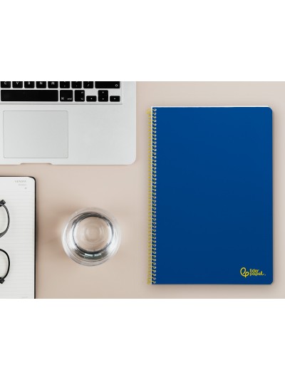 Cuaderno espiral liderpapel a4 smart tapa blanda 80h 75gr rayado horizontal con margen color azul oscuro