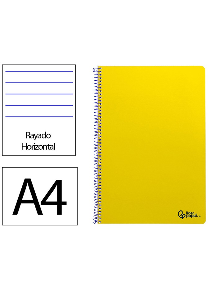 Cuaderno espiral liderpapel a4 smart tapa blanda 80h 75gr rayado horizontal con margen color amarillo Cuaderno espiral liderpapel a4 smart tapa blanda 80h 75gr rayado horizontal con margen color amarillo