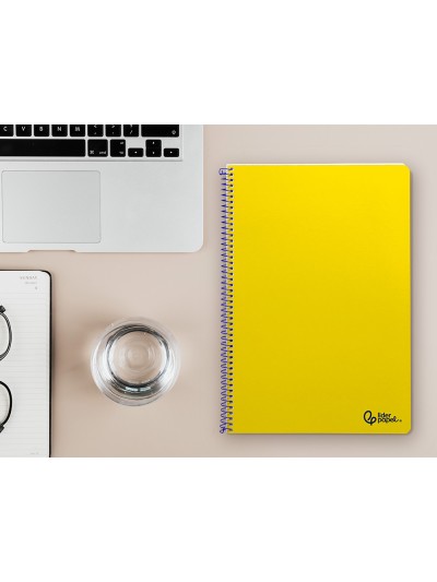 Cuaderno espiral liderpapel a4 smart tapa blanda 80h 75gr rayado horizontal con margen color amarillo