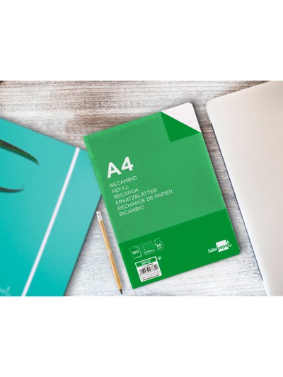 Recambio liderpapel a4 100 hojas 60g/m2 pauta 4ª 3.5mm con margen 4 taladros