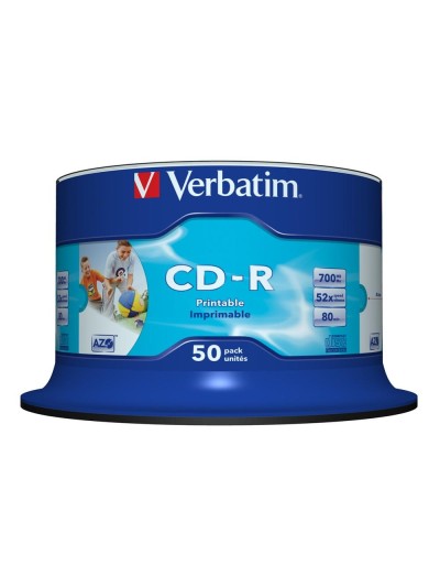 Verbatim cd - r 700mb 52x tarrina 50 unidades imprimible inkjet super azo