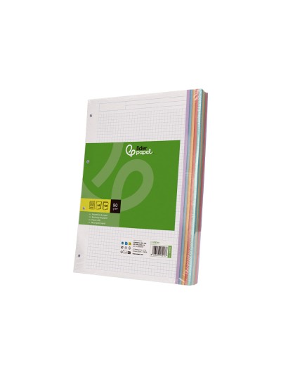 Recambio liderpapel a4 120 hojas 90gr cuadro 5 mm 4 taladros bandas de 5 colores pasteles
