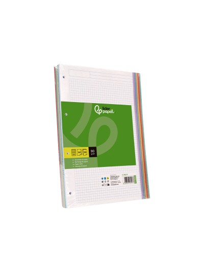 Recambio liderpapel a4 120 hojas 90gr cuadro 5 mm 4 taladros bandas de 5 colores pasteles