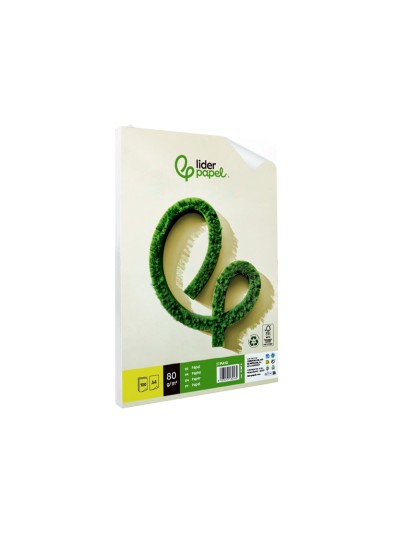 Papel liderpapel a4 80g/m2 reciclado liso paquete de 100 hojas
