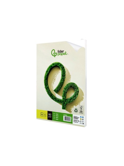 Papel liderpapel a4 80g/m2 reciclado liso paquete de 100 hojas