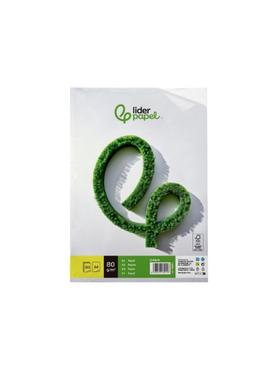 Papel liderpapel a4 80g/m2 liso paquete de 250 hojas