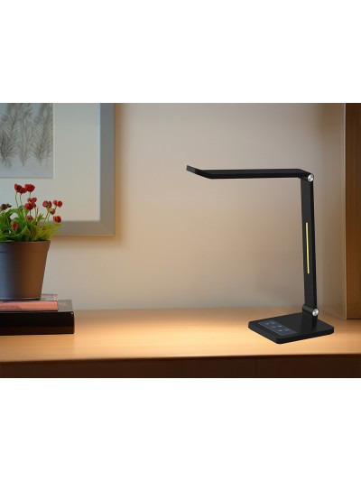 Lampara de oficina q-connect sobremesa profesional abs 40 leds 10 w interruptor sensor 3 niveles color negro