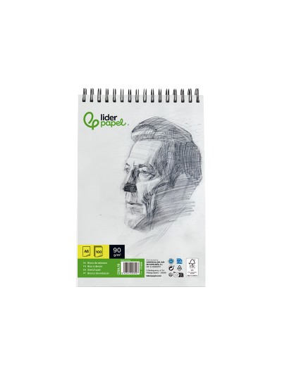 Bloc dibujo liderpapel esbozos espiral din a6 105x148mm 100 hojas 90gr/m2 sin recuadro