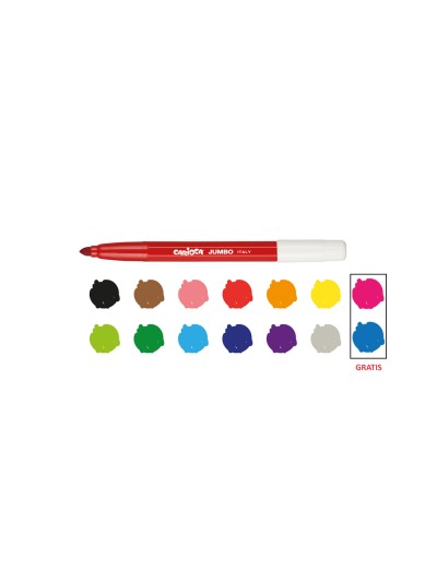 Rotulador carioca jumbo punta gruesa estuche de 12 unidades colores surtidos + 2 gratis