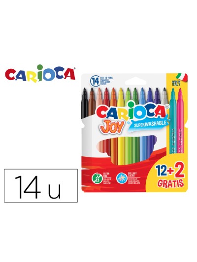Rotulador carioca joy estuche de 12 unidades colores surtidos + 2 gratis