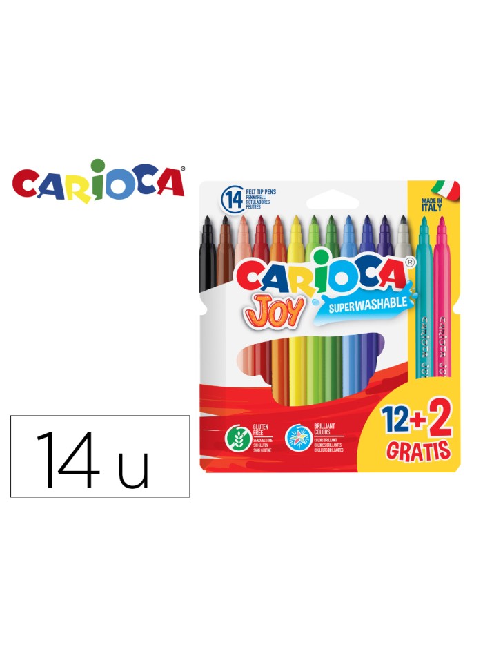 Rotulador carioca joy estuche de 12 unidades colores surtidos + 2 gratis Rotulador carioca joy estuche de 12 unidades colores surtidos + 2 gratis