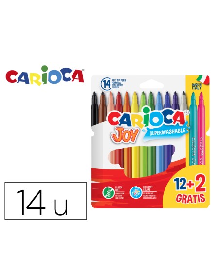 Rotulador carioca joy estuche de 12 unidades colores surtidos + 2 gratis
