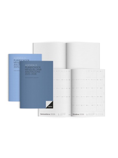 Agenda escolar g additio mes a la vista 2025-2026 calendario de planificacion 19,5 x 28,5 cm en catalan