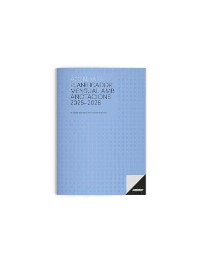 Agenda escolar g additio mes a la vista 2025-2026 calendario de planificacion 19,5 x 28,5 cm en catalan