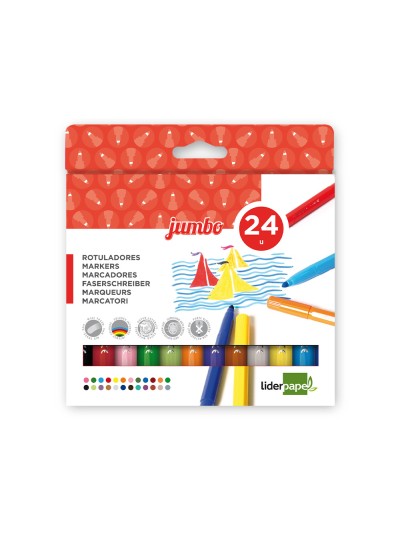 Rotulador liderpapel jumbo caja de 24 unidades colores surtidos