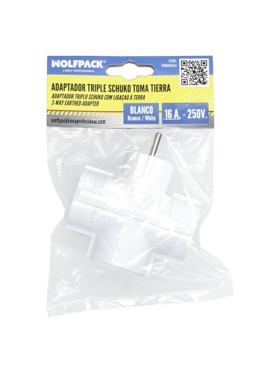 Adaptador Triple Schuko 16 A 250 V.