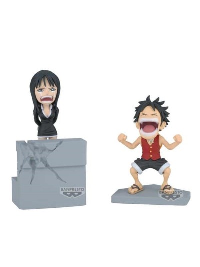 Figura banpresto one piece world collectable log stories luffy & robin 10cm
