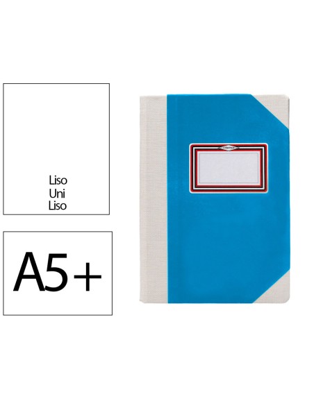Libro cartone cosido fernandes flecha din a5+ liso 50 hojas 100 gr azul