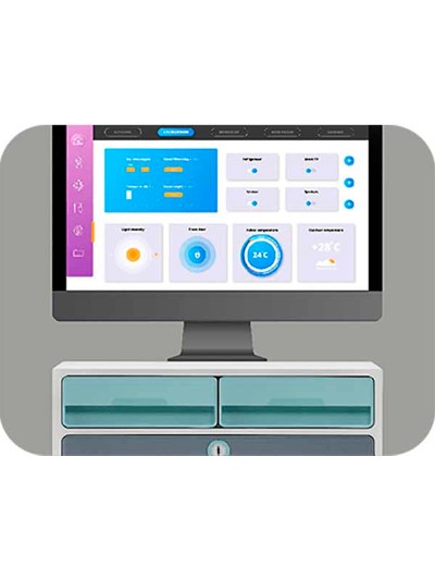 Fichero cajones de sobremesa cep moov up reciclado 80% con cerradura 3 cajones color azul/gris 275x369x146 mm