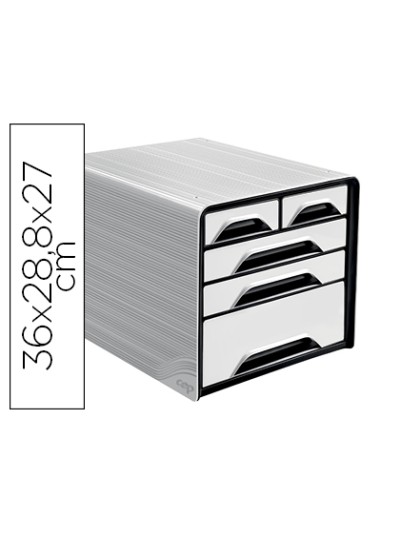 Fichero cajones de sobremesa cep 5 cajones mixtos blanco/negro 360x288x270 mm