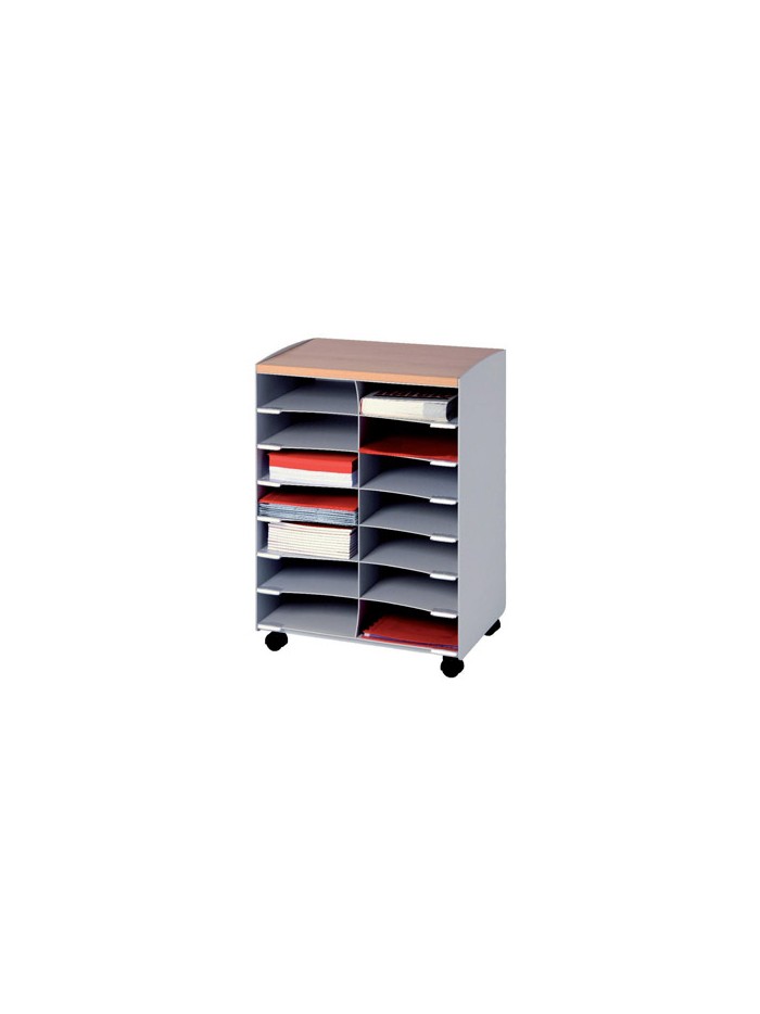 Modulo paperflow con 14 casillas y ruedas pivotantes color gris 720x514x330 mm Modulo paperflow con 14 casillas y ruedas pivotantes color gris 720x514x330 mm