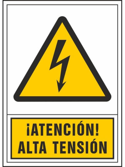 Pictograma syssa señal de advertencia atencion! alta tension en pvc 245x345 mm