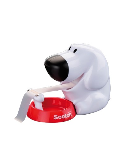 Portarrollo sobremesa scotch doggy 8,9 mt x 19 mm incluye rollo de cinta adhesiva magic
