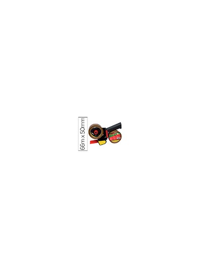 Portarrollo scotch para embalaje heavy duty bajo ruido con 2 rollos de cintas marron 50mm x 66mt