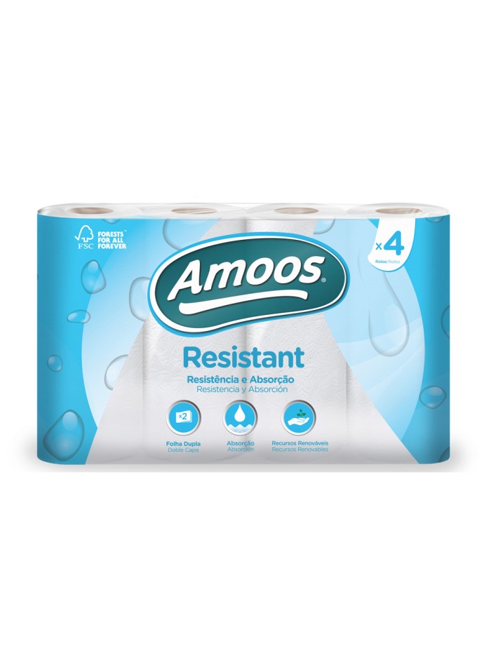 Papel de cocina amoos 2 capas 100 mm diametro x 224 mm alto 42g/m2 36 servicios paquete de 4 rollos Papel de cocina amoos 2 capas 100 mm diametro x 224 mm alto 42g/m2 36 servicios paquete de 4 rollos