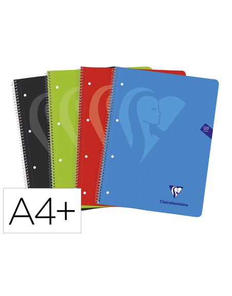 Cuaderno espiral clairefontaine notebook tapa polipropileno din a4+ micro 120h 90 gr 5 bandas color