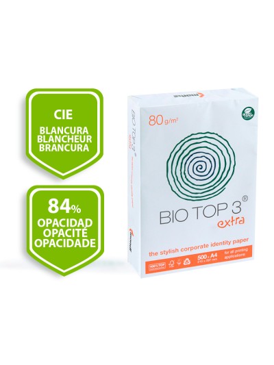 Papel fotocopiadora biotop 80g extra ecologico din a4 paquete de 500 hojas