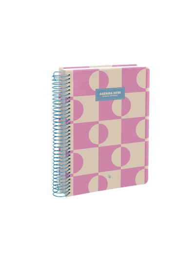 Agenda espiral liderpapel classic 2025 dia pagina expositor de 12 unidades surtidas papel 70 gr