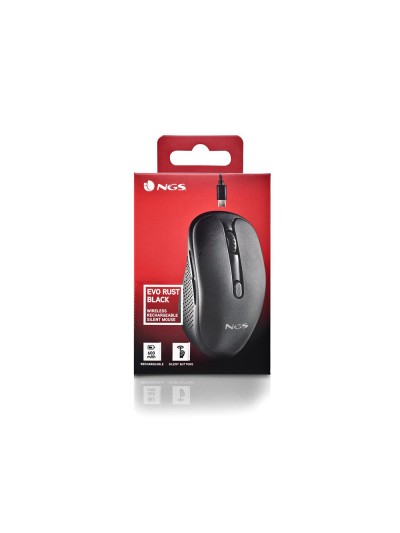 Raton ngs evo rust optico 800/1200/1600 dpi inalambrico 5 botones teclas silenciosas receptor usb 2,4 ghz negro