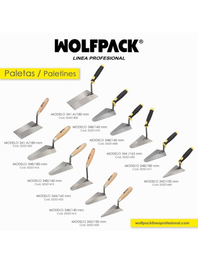 Paleta Wolfpack Gummy Grip 341-A / 180 mm.