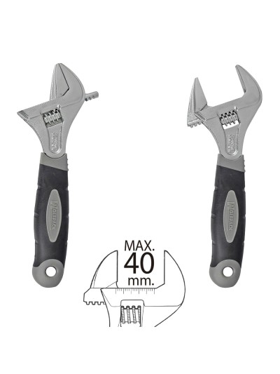Llave Ajustable Gran Apertura 40 mm. Medida 8"