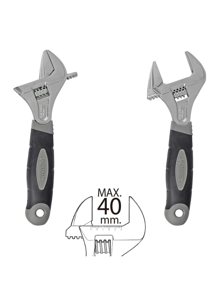 Llave Ajustable Gran Apertura 40 mm. Medida 8"