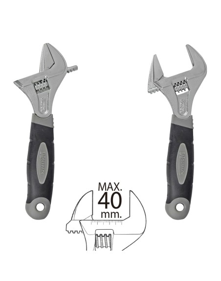 Llave Ajustable Gran Apertura 40 mm. Medida 8"