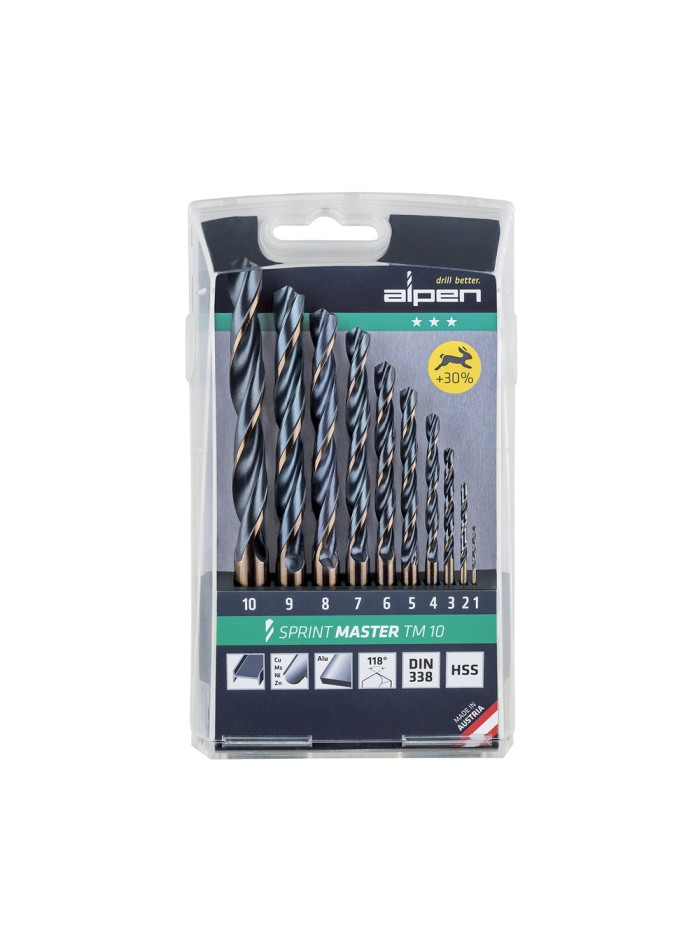 Estuche Brocas Alpen Hss Sprint Master  10 Piezas