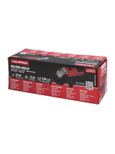 Amoladora Angular 710 Watt. Disco Ø 115 mm. 11.000 R.P.M. Mango 2 Posiciones Eje M14 Protector Disco Ajustable