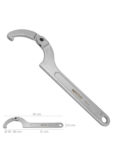 Llave De Gancho Articulada Para Tuberias Ø 50 a 80 mm.