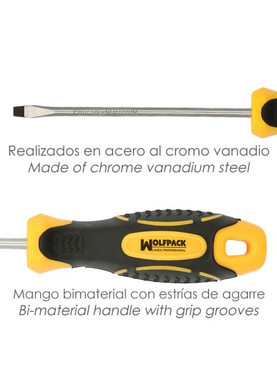 Juego Destornilladores Acero Cromo Vanadio 7 Piezas Con Mango Bimaterial