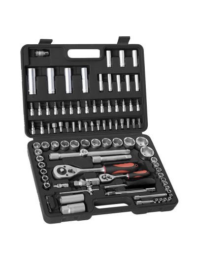 Juego Completo Llaves Vaso, kit 94 Piezas, 1/4"-1/2", Acero Vanadio, Con Maletin