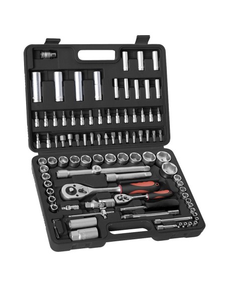 Juego Completo Llaves Vaso, kit 94 Piezas, 1/4"-1/2", Acero Vanadio, Con Maletin