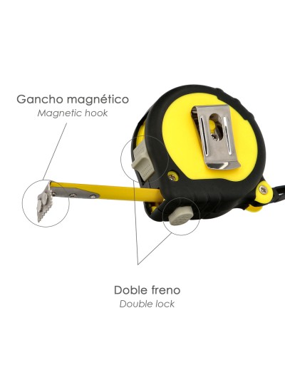 Flexometro Gummy Grip Con Doble Freno Longitud 3 Metros Ancho 16 mm. Magnetico.Metro Medición, Metro Magnetico, Hogar, Bricolaje
