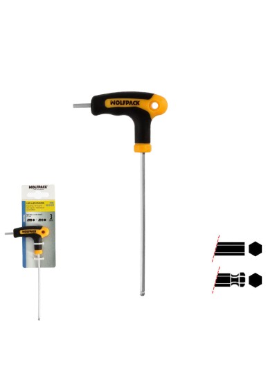 Llave Allen Con Bola Mango Bimaterial "Soft Touch" Forma T 3,0 mm. Acero Cromo Vanadio, Destornillador allen, llave hexagonal