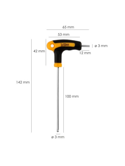 Llave Allen Con Bola Mango Bimaterial "Soft Touch" Forma T 3,0 mm. Acero Cromo Vanadio, Destornillador allen, llave hexagonal